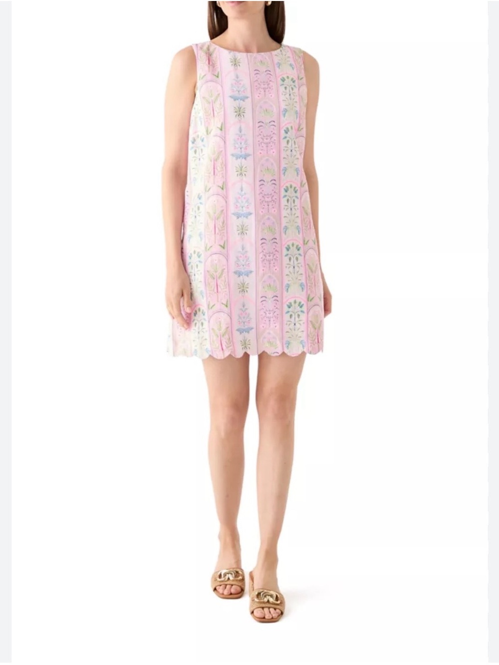 crown & ivy Pink Floral Embroidered Sleeveless Mini Dress